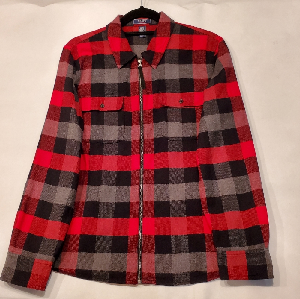 Chaps Flannel Shirt Jacket Red Buffalo Print